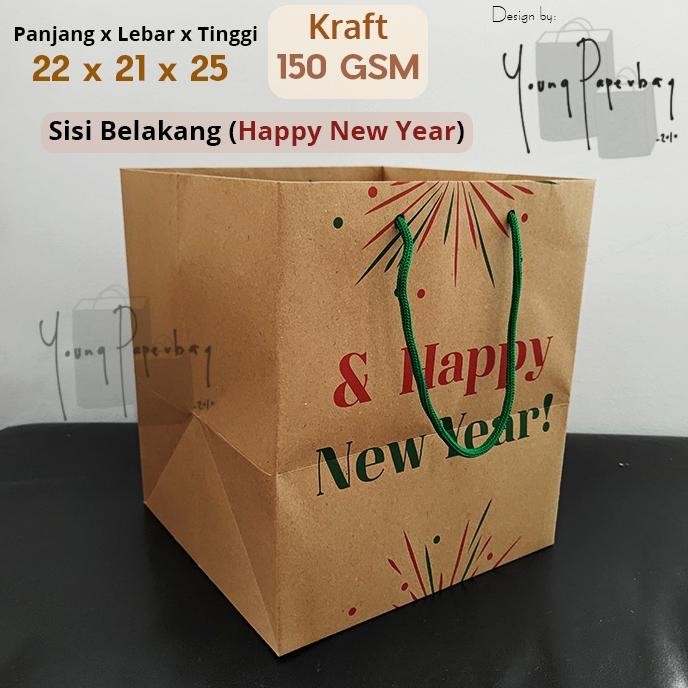 

COD Paper Bag Tas Kertas Brown Kraft Edisi Natal & Tahun Baru Uk. 22 x 21 x 25 Murah