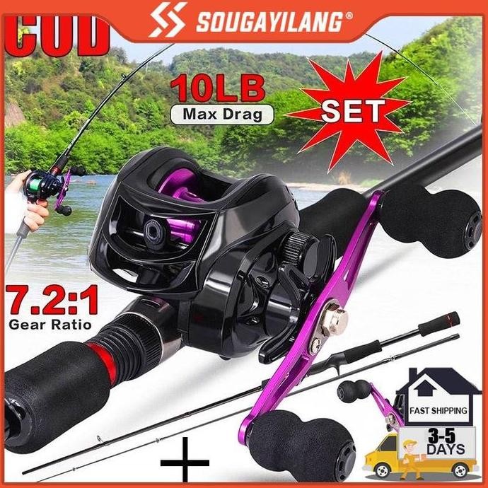 Sale Sougayilang Set Pancing Casting 1.8M/2.1M Joran Pancing Laut Joran Pancing Carbon Rell Pancing 