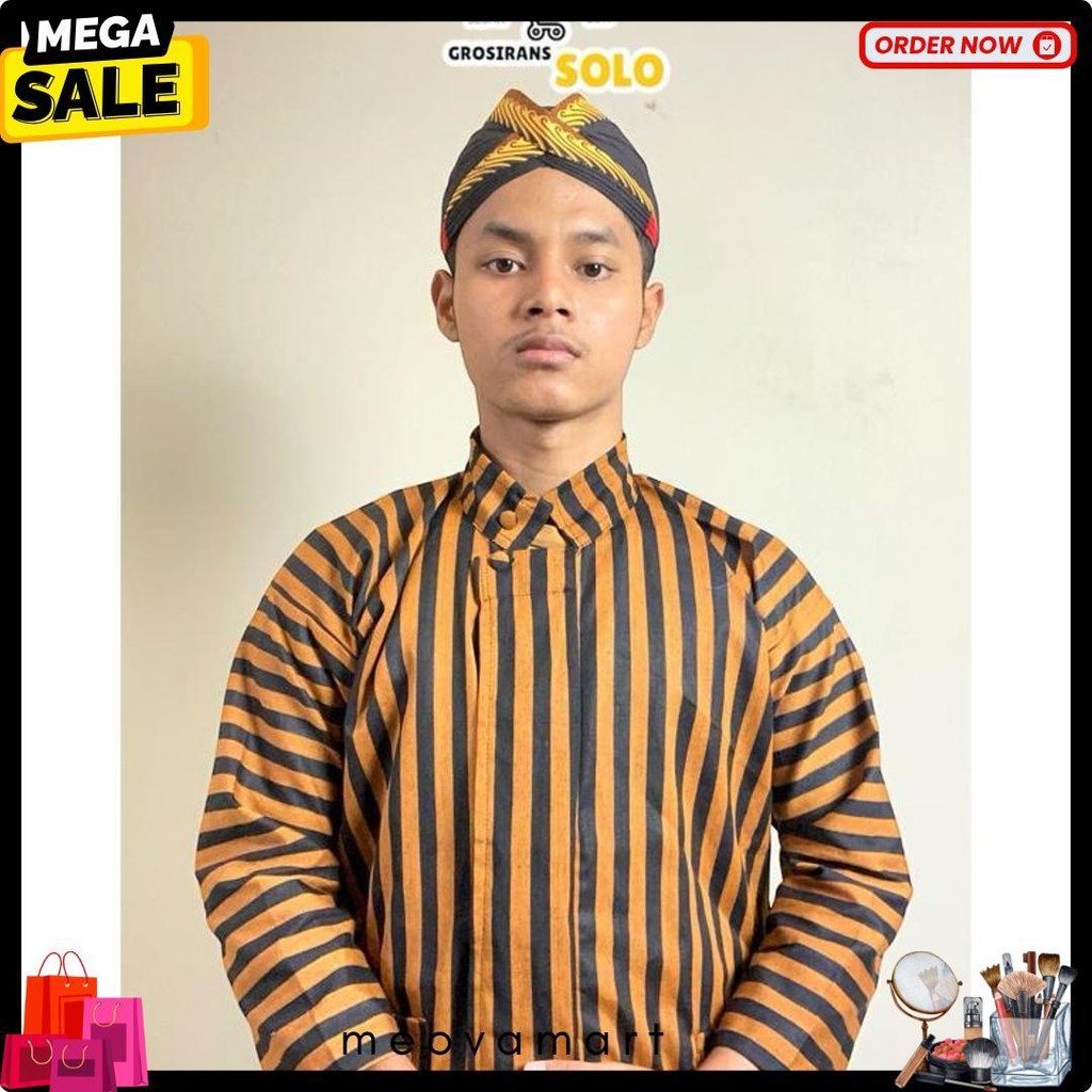 Baju Lurik Jawa Pria-Baju Adat Laki Laki Modern Diskon
