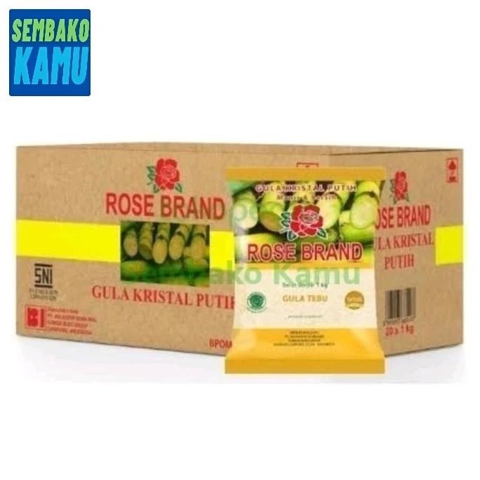 Gula Pasir Rose Brand 1 kg Kuning Gula Tebu Dus - 20 pcs murah
