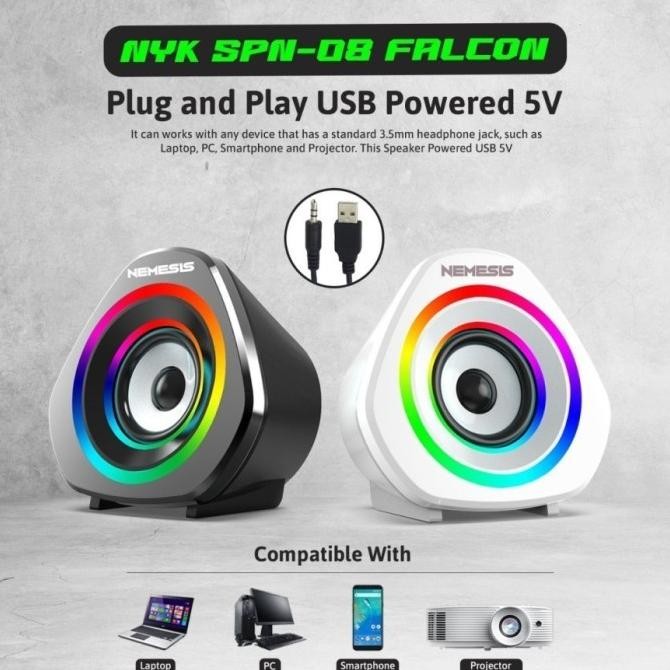 Grosir Nyk Spn-08 / Sp N08 Falcon Speaker Gaming Stereo With Rgb Original