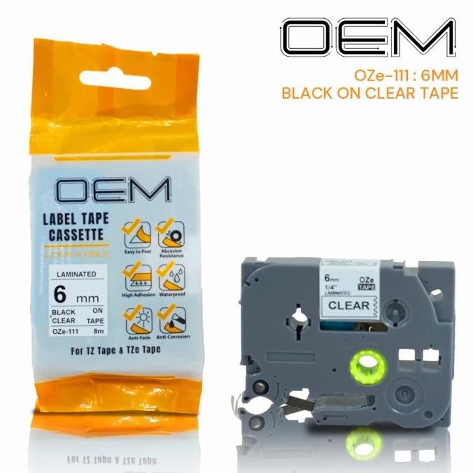 

Label Tape Pita Kaset Oze 111 Oze-111 6Mm Black On Clear Brothe Ptouch Co