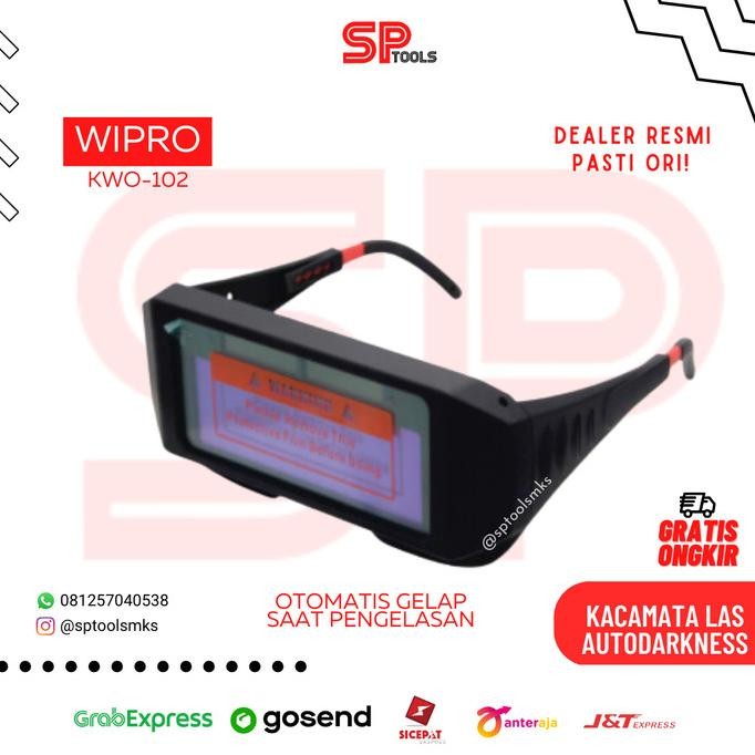 Kacamata / Kaca Mata Las Auto Darknes Otomatis Gelap Wipro Kwo-102 New Stok