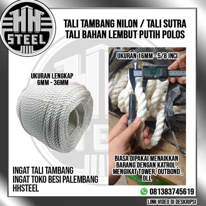 Produk Unggulan] Tali tambang nilon Tali tambang nylon tali tambang sutra ukuran 16 mm