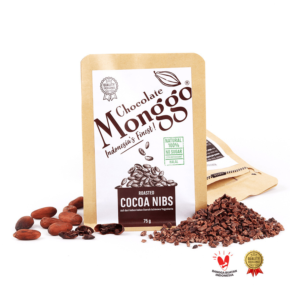 

Chocolate Monggo | Roasted Cocoa Nibs 100% Cocoa 75gr | Snack Keto Superfood Potongan Biji Kakao | Coklat Cemilan Sehat
