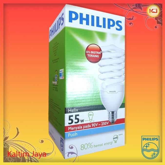 Open DS] Lampu 55W / 55 Watt Philips Tornado Putih 6500K Bohlam Ulir Spiral E27