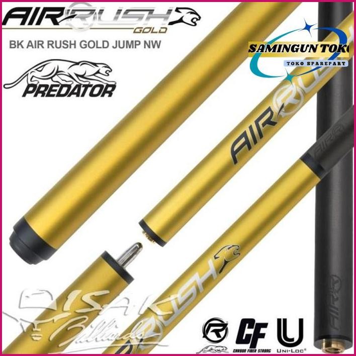 Promo.. Predator Air Rush Gold Carbon Jump Cue Nw - Limited Edition Stick Billiard Bola Loncat Karbo