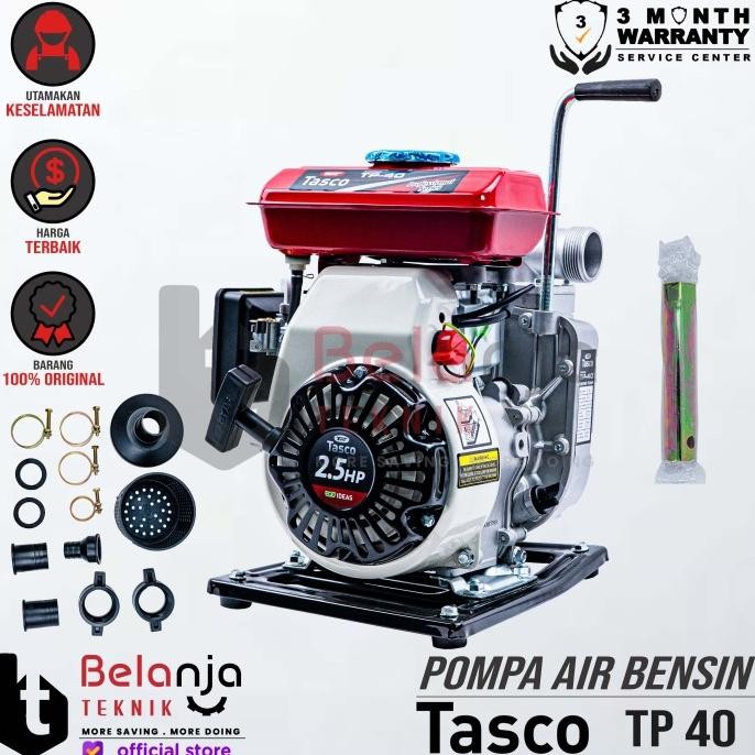 TASCO Pompa Air Bensin TP 40 Alkon 1.5 Inch PLUS Converter 1 Inch 4tak