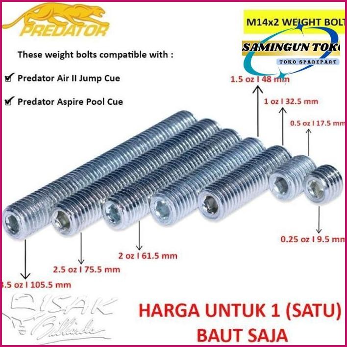 Cuci Gudang.. Predator Weight - 1 Buah Pemberat Predator Aspire & Air Ii Jump Cue - Billiard Cue Sti