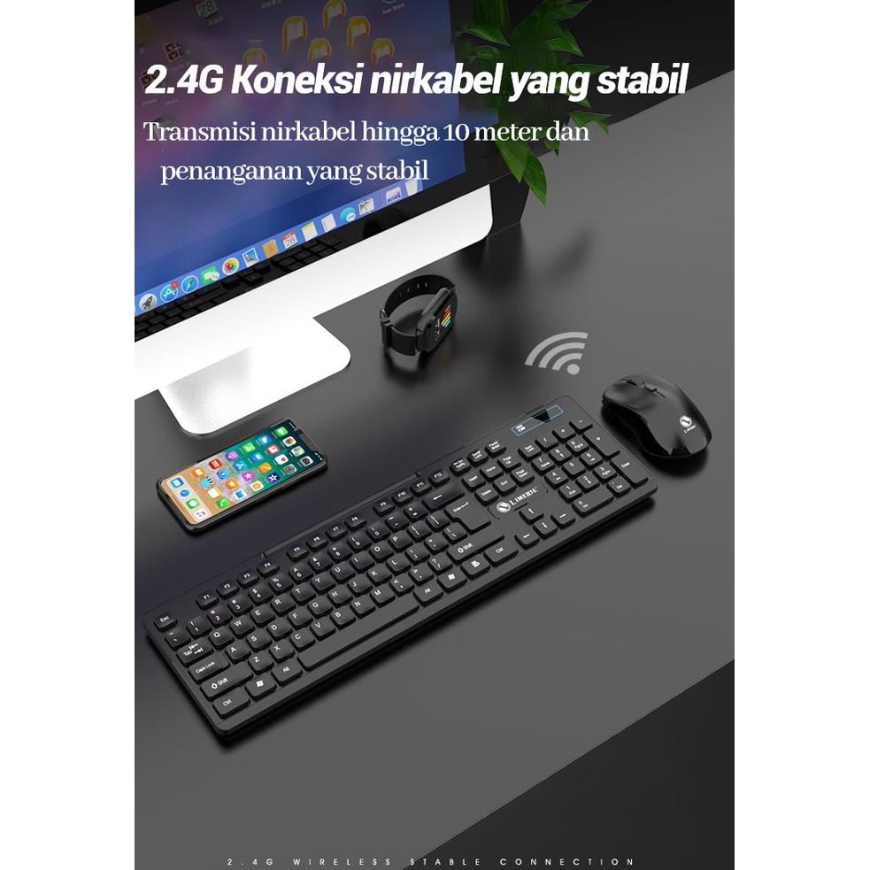 Ma Keyboard Portable Wireless Set Combo Keyboard Dan Mouse Tanpa Kabel Tipe W100 Original Keyboard U
