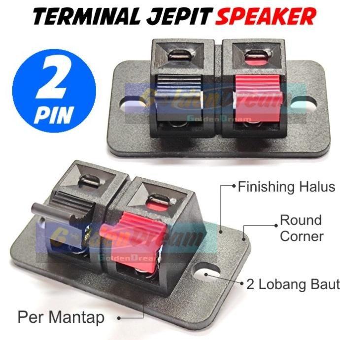 Terminal Jepit Speaker 2 Pin Kabel Power Box Soket 2P Amplifier Spring MEKO ELECTRO