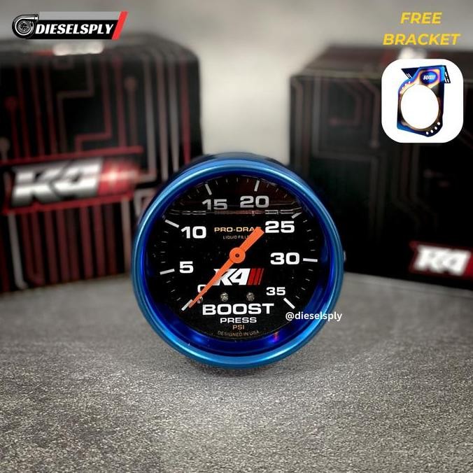R4 Boost Meter Titanium Universal Innova / Fortuner / Hilux / Pajero / Triton Boostmeter 35 Psi / 60