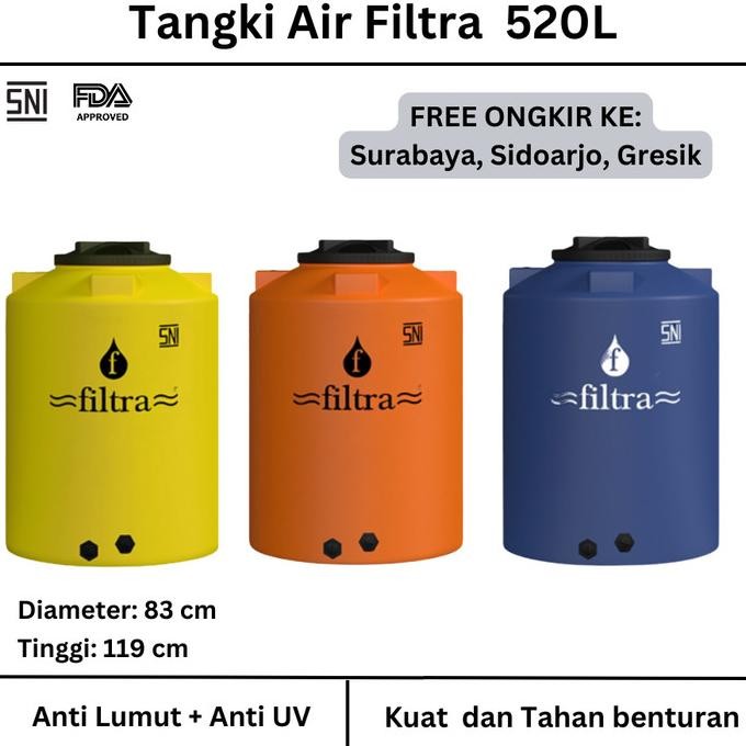 Diskon Tandon Tangki Toren Air Filtra 500 Liter Anti Lumut Murah Berkualitas Bergaransi