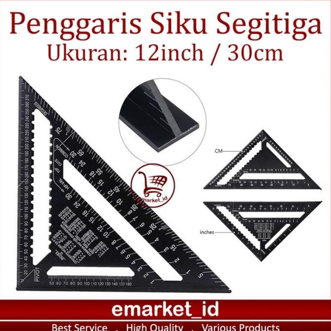 

Hot Sale! Penggaris Siku Segitiga 30Cm 12Inch Aluminium / Speed Square / Sudut
