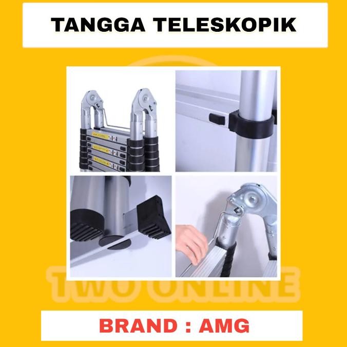 Tangga Teleskopik Double Alumunium 8.2 M /Tangga lipat 4.1m + 4.1m