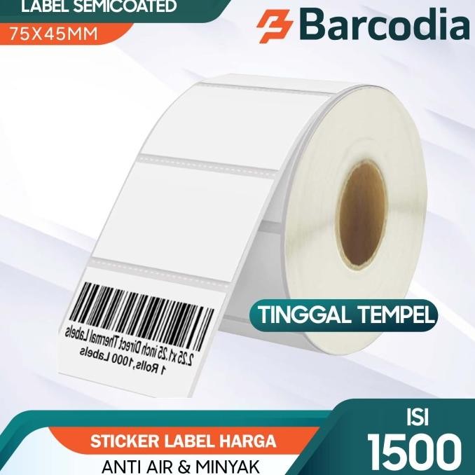LABEL BARCODE 75 X 45 (1 LINE) KERTAS STICKER LABEL SEMICOATED 75X45MM