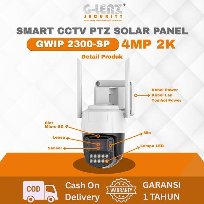 GLENZ CCTV OUTDOOR SIM CARD 4G GWIP 2300 - SP 2K 4MP SET KOMPLIT | KAMERA CCTV PTZ SIM CARD 4G FULL 