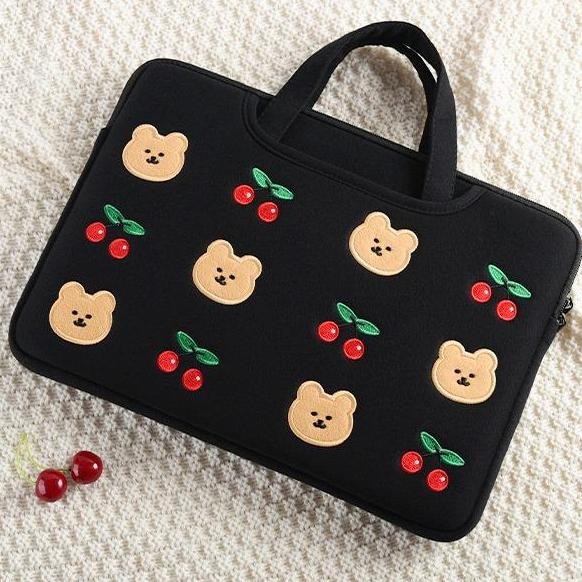 Tas Tablet Jinjing 10 11 12 13 13.3 14 15 15.6 Inci Sleeve Sarung Laptop Resleting Warna Hitam Gamba