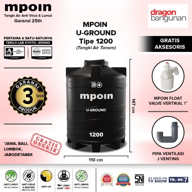 Miliki Toren / Tangki Air Tanam Mpoin U-Ground 1200 Mpoin Uground 1200