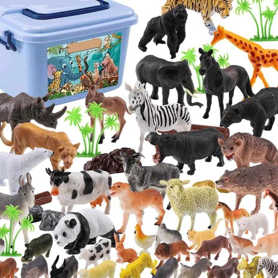 Mainan Furine Niature Animal Or Dinoaur Animal 58 Pc Dino 44 Pc