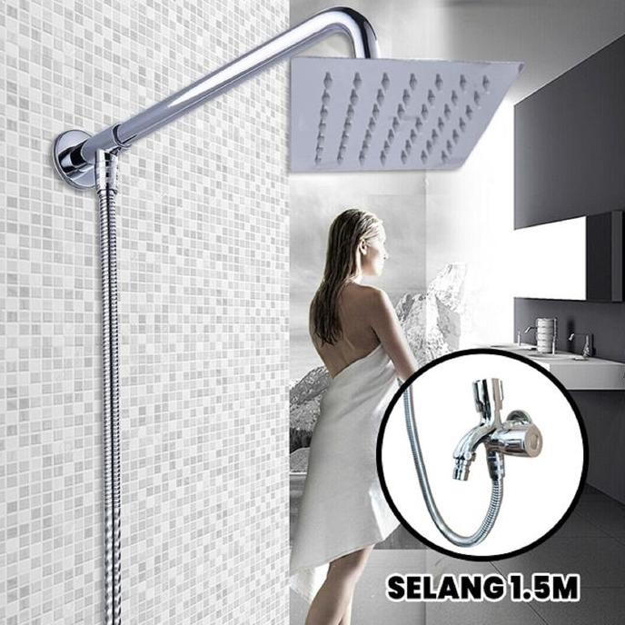 Wall Flange Shower Arm Tancap Dinding Flange Shower Stainless 1/2 Inch Js-57 Kran Selang Air Pipa Ne