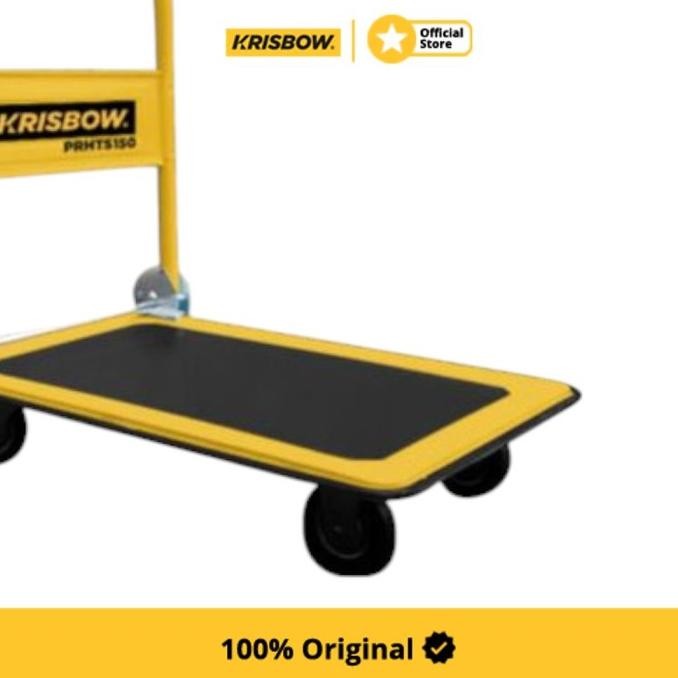 Krisbow Troli Barang Steel 150 Kg - Kuning Alat Pengangkut Barang Dengan Roda Wheels Cart Troli Kard