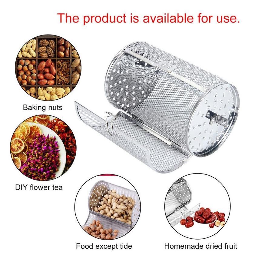 Premium Stainless Steel Air Fryer Basket Pemanggang Biji Kopi Kacang Grill Roaster Drum Oven Basket 