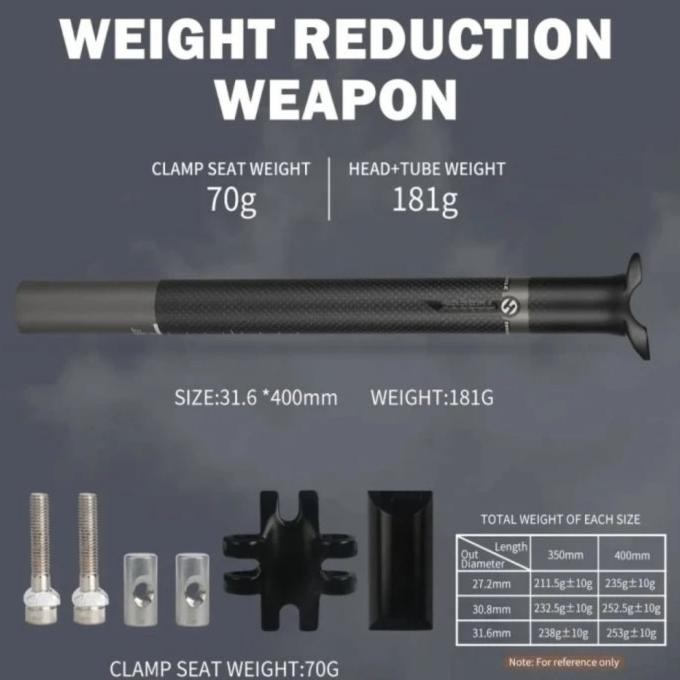 Seatpost Carbon Toseek ultra light 400mm tiang sadel carbon TOSEEK murah