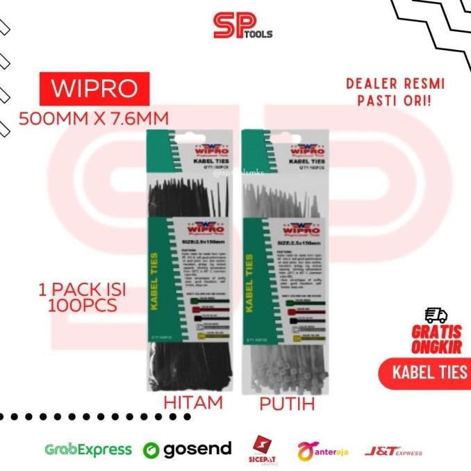 

Kabel Ties / Tis / Tali Cable Kabel Ties 500Mm X 7.6Mm 50Cm Hitam / Putih Wipro New Stok