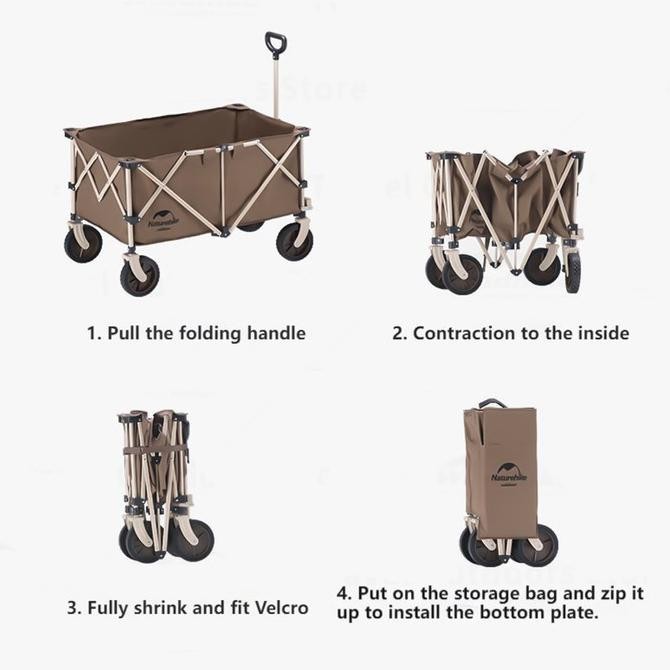 Troli Lipat Naturehike Nh20Pj005 Folding Camping Trolley New Stok