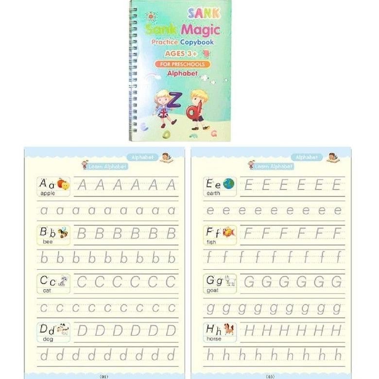 

et-12 4pcs Buku Sank Magic Pratice Book Buku Belajar Anak Buku Edukasi Anak + Pulpen dan Reffil B3 Murah