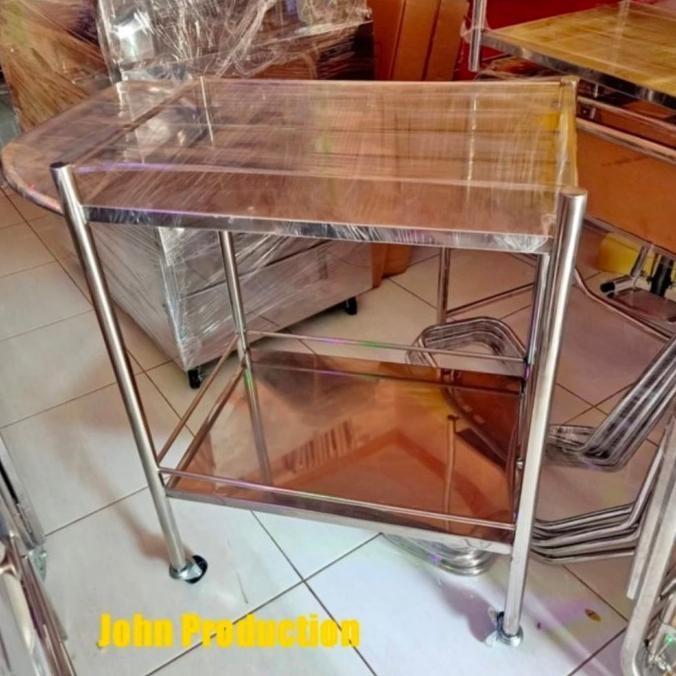 Meja Rumah Sakit 2 Rak/ Troli Instrumen Rumah Sakit 2 Rak ( Stenllies) New Stok