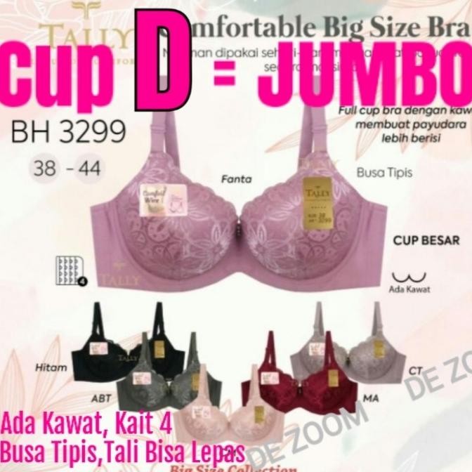 New Item!, Bh Ukuran Jumbo Besar Tally 3299 Brokat Kait 4 Berkawat Busa