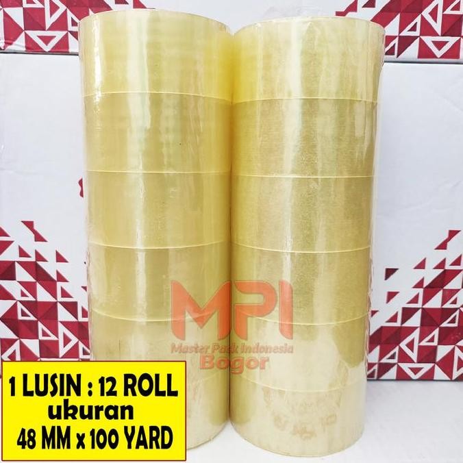 

1 Lusin / 12 Roll - Lakban Bening Mpi 48 Mm X 100 Yard - Lakban Untuk Packing - Master Pack Indonesia Bogor New Stok