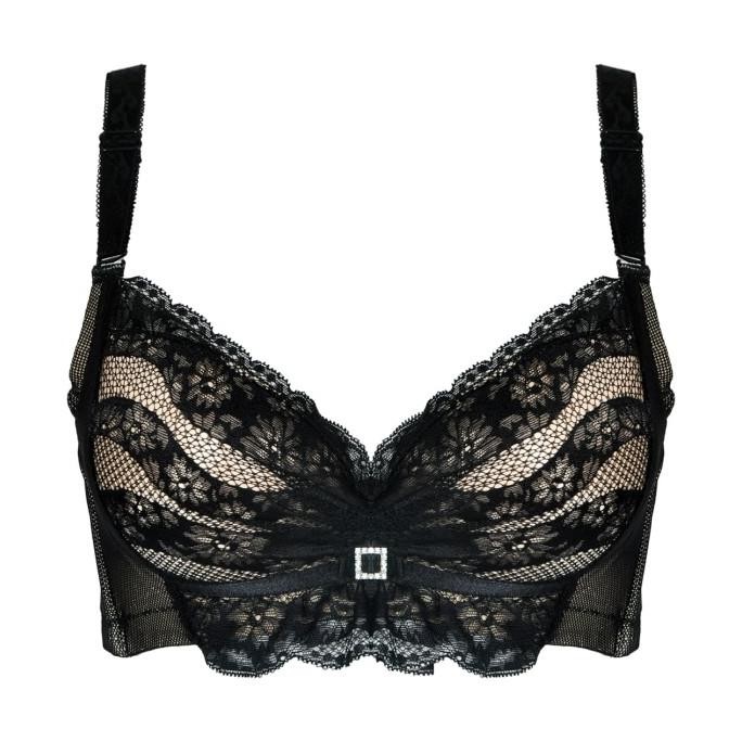 New Arrival, Cynthia Bra 3/4 Cup Busa Tebal Tiller Kait 3 Ada Kawat - Hitam