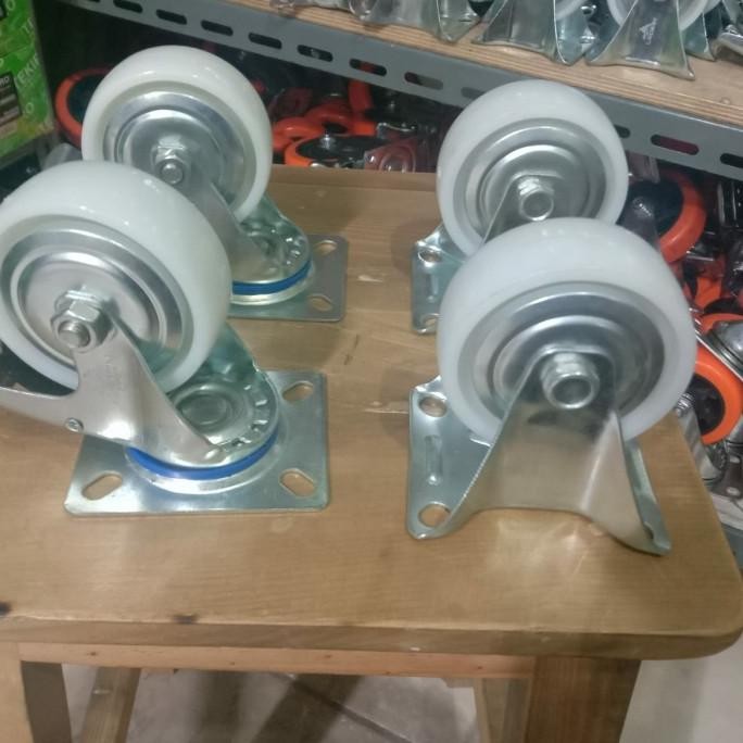 Roda Nilon / Roda Troli 4 Inch (2 Rem 2 Mati) New Stok