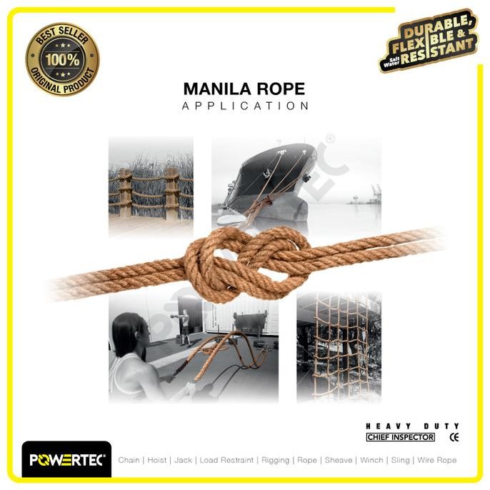 

Tali Tambang Manila Rope 8Mm X 190M X 10Kg Tampar Dadung Powertec New Stok