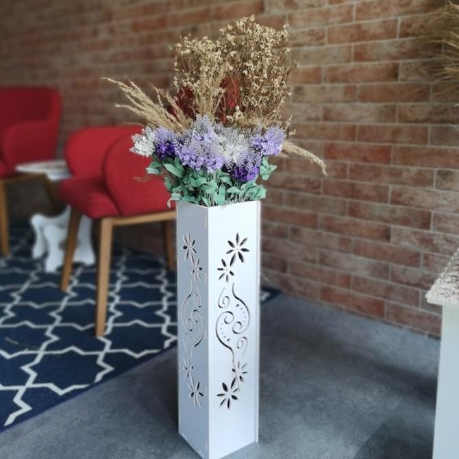 NORDIC Vas Bunga Lantai Tinggi Pot Kembang Guci Daun Kering Vase Kayu BS