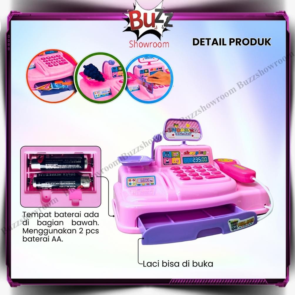 gs-56 Cash Register Supermarket Mainan Edukasi Anak Belanja Mesin Kasir Lampu Suara Hemat