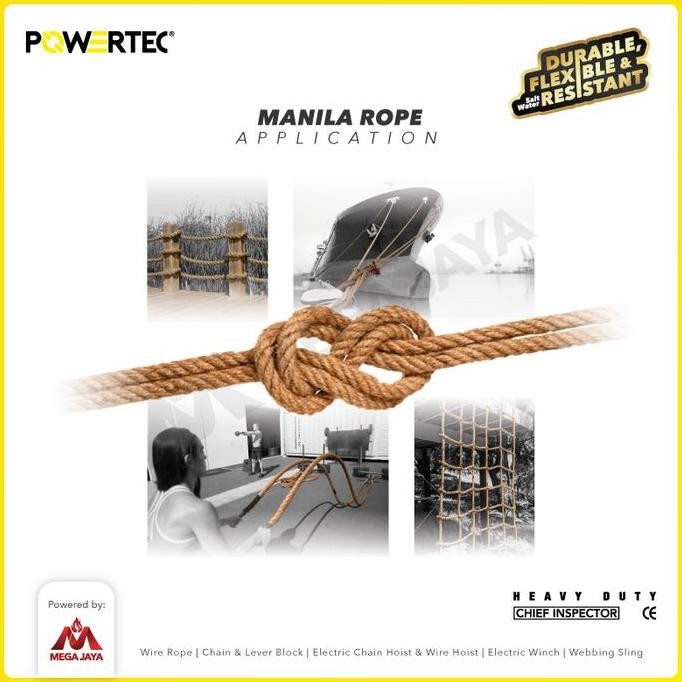 

Powertec Tali Tambang Manila Rope 8Mm X 190M X 10Kg Tampar Dadung New Stok