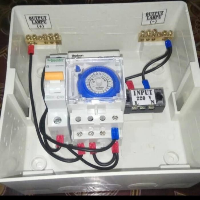 Panel Timer Otomatis ( Box Mcb +Timer Theben + Mcb 1P 10A ) Original Dan Terpercaya