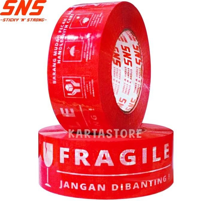 

LAKBAN FRAGILE 300 YARD FULL MERAH SNS STICKY N STRONG murah