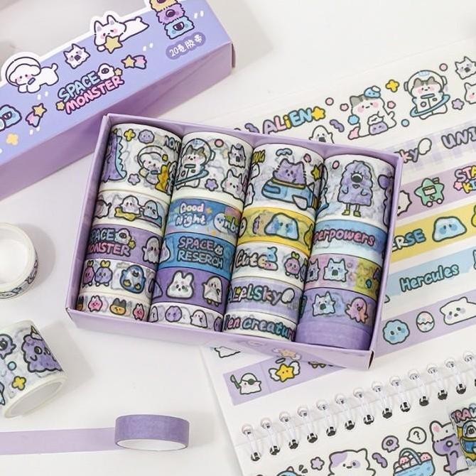 

20 Roll/ Pack Washi Tape Sticker Cute Decorative Masking Tape Pack murah