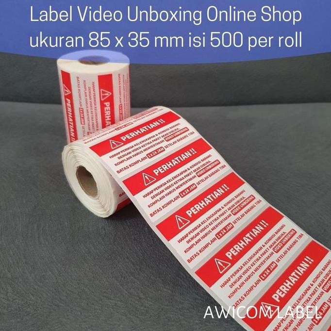 

Label Sticker Video Unboxing Stiker Perhatian Pengiriman Online Shop 85 x 35 mm isi 500 pcs Roll murah