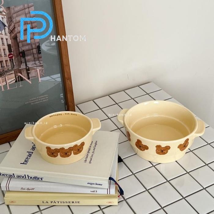 Phantom [Minihome] Moi Bowl Mangkok Piring Korea Aesthetic Baking Bowl Beruang Homecafe Minimalis Al