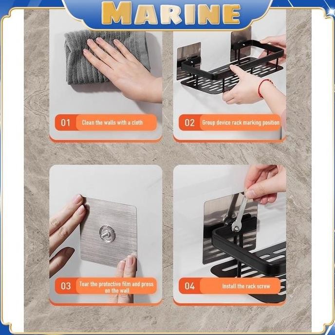 Promo Marine Rak Dinding Kamar Mandi/ Rak Kamar Mandi /Rak Sabun Kamar Mandi Stainless /Tempat Sabun