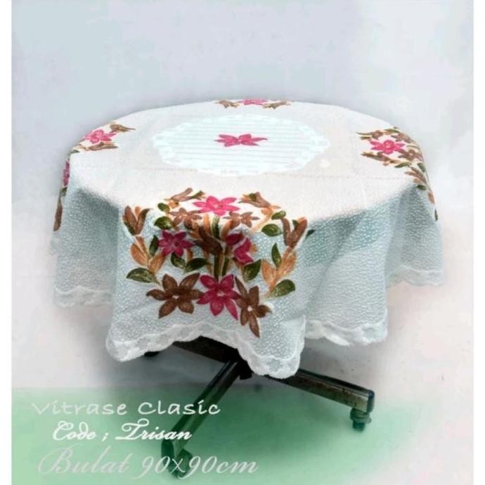 Grosir Taplak Meja Tamu Bulat/Bundar Meja Betawi/Meja Oshin Kembang Timbul