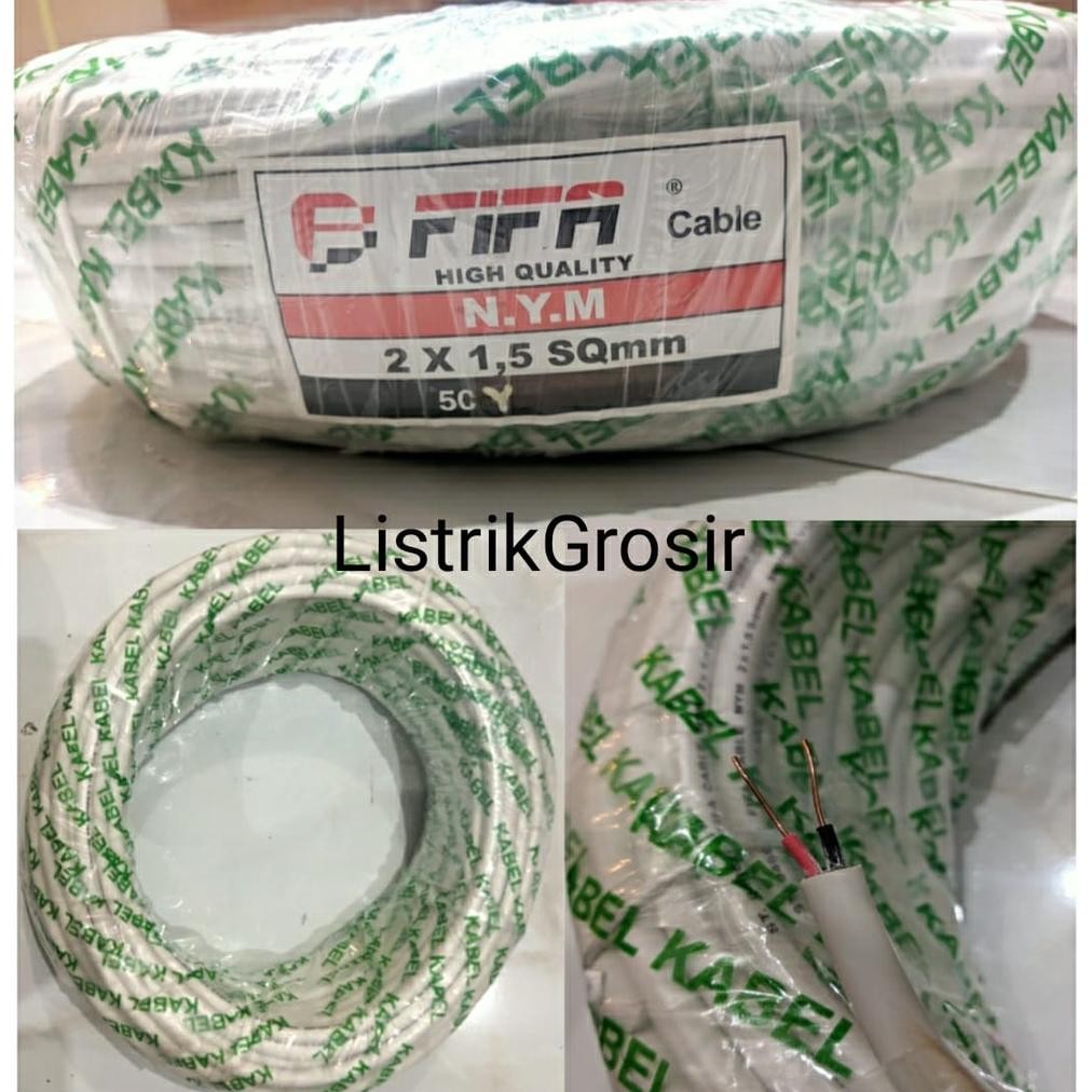 Kabel Listrik Kawat Tembaga Nym 2x1.5 & 3x1,5 50Y Lotusku Lotus Powerlindo Orenchi Furano SPIN SNI 2