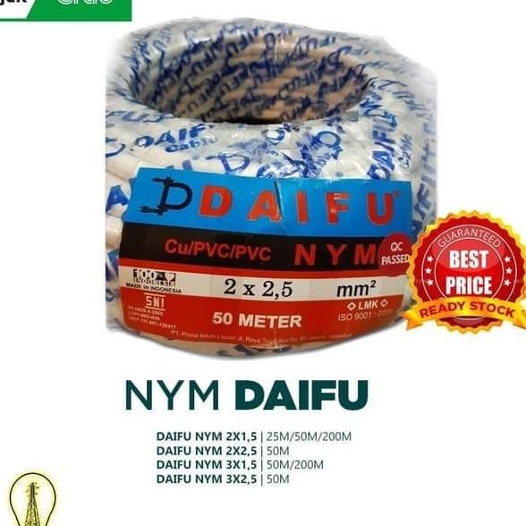 Kabel Listrik NYM 2x1,5mm 25M DAIFU | DAIFU Kabel NYM | SNI