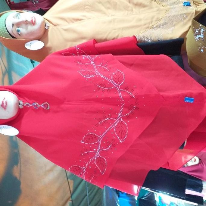 Promo Khimar 2 Layer Payet Daun Hitam Sutra Poliester Bisnis Pernikahan Santai Sore Hari Ceruty Musl